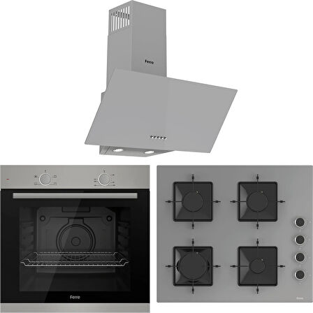 Ferre XE61MDV - SS208 - D088 4 Prog. Mekanik Statik XL 78 Litre Ankastre Set - Gri