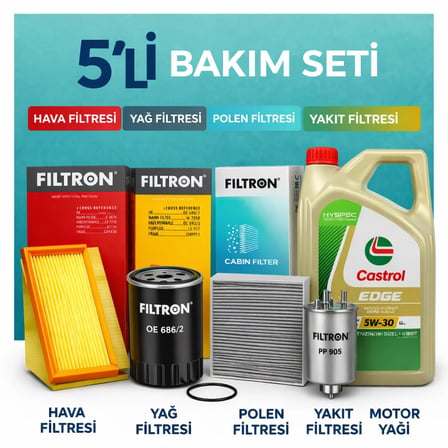 Filtron Skoda Yeti 1.6 Dizel Castrol Edge 5W-30 Motor Yağı Filtre Seti (2011-2015) 5 Li