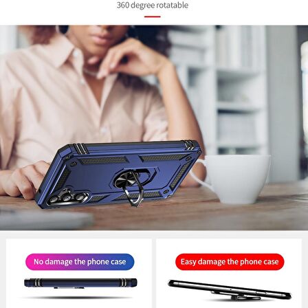 Gpack Samsung Galaxy A14 Kılıf Vega Sert Silikon Tank Standlı Yüzüklü Mıknatıslı