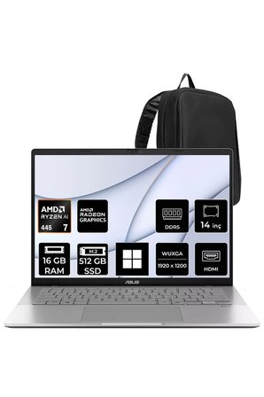 Vivobook S14 Ryzen AI 7 445 16GB RAM 512GB SSD 14" WUXGA (1920x1200) OLED 60Hz Win11 Home M3407GASF013WP308 Gaming Laptop + PER4 Çanta