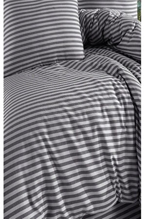 More Home Tek Kişilik Lastikli Çarşaf Seti + Yastık Kılıfı Çizgi Desen
