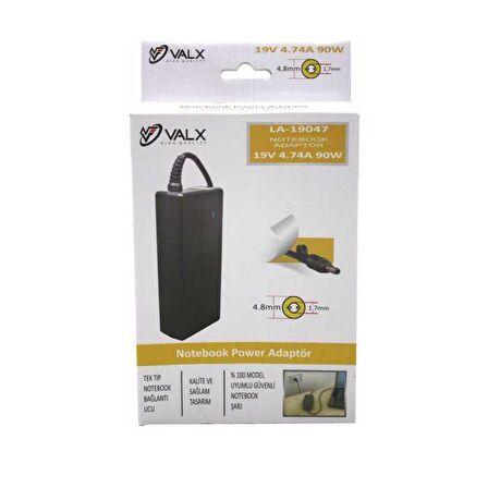 Valx LA-19047 19V 4.74A 90W 4.8x1.7 Laptop Adaptör