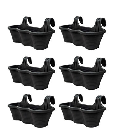 Omnipazar SO-TOM5 Tombik Askılı Balkon Saksı 10 Lt Antrasit 6 Adet