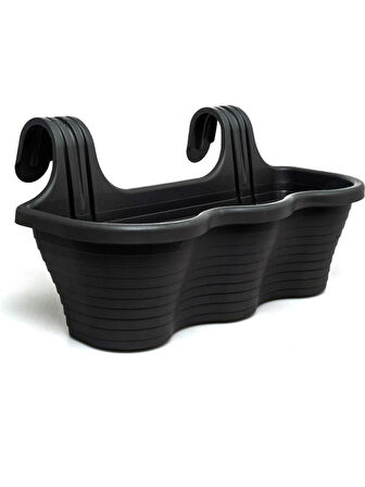 Omnipazar SO-TOM5 Tombik Askılı Balkon Saksı 10 Lt Antrasit 6 Adet