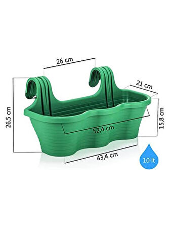 Omnipazar SO-TOM5 Tombik Askılı Balkon Saksı 10 Lt Antrasit 6 Adet