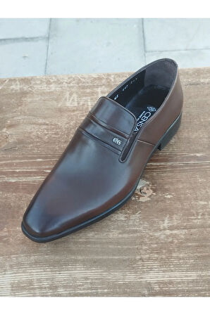 Erkek Kışlık Kundura Hakiki Deri  Kauççuk Taban Bağcıksız