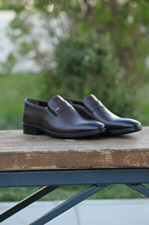 Erkek Kışlık Kundura Hakiki Deri  Kauççuk Taban Bağcıksız