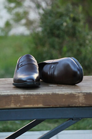 Erkek Kışlık Kundura Hakiki Deri  Kauççuk Taban Bağcıksız