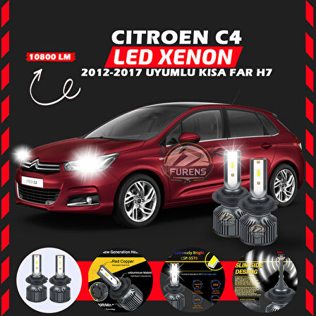 Citroen C4 2012-2017 Kısa Far Uyumlu Şimşek Etkili Led Xenon Premium Series H7