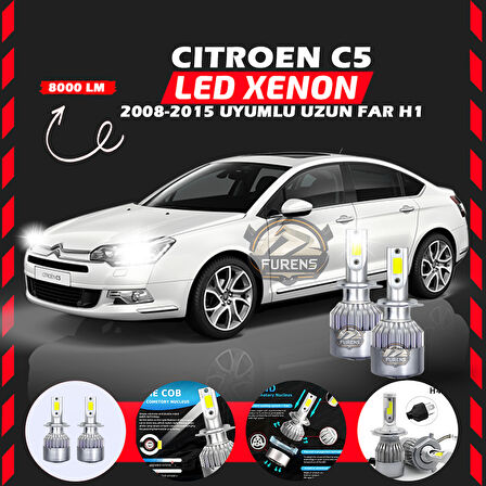 Citroen C5 2008-2015 Uzun Far Uyumlu Şimşek Etkili Led Xenon Performance Series H1