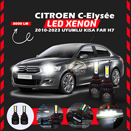 Citroen C-Elysee 2010-2023 Kısa Far Uyumlu Şimşek Etkili Led Xenon Light Series H7