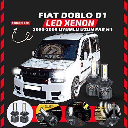 Fiat Doblo D1 2000-2005 Uzun Far Uyumlu Şimşek Etkili Led Xenon Premium Series H1