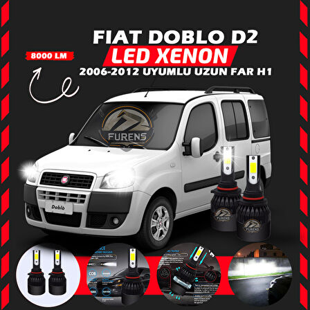 Fiat Doblo D2 2006-2012 Uzun Far Uyumlu Şimşek Etkili Led Xenon Light Series H1