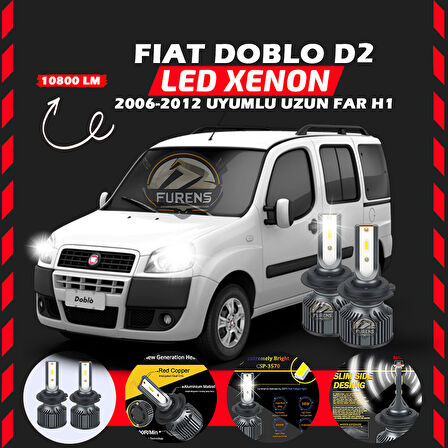 Fiat Doblo D2 2006-2012 Uzun Far Uyumlu Şimşek Etkili Led Xenon Premium Series H1