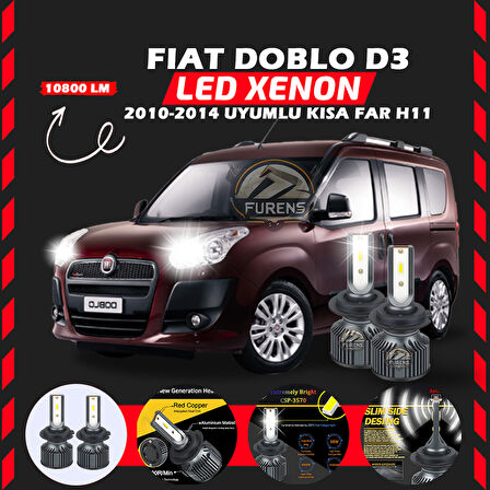 Fiat Doblo D3 2006-2012 Kısa Far Uyumlu Şimşek Etkili Led Xenon Premium Series H11