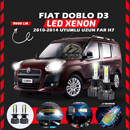 Fiat Doblo D3 2006-2012 Uzun Far Uyumlu Şimşek Etkili Led Xenon Pro Series H7