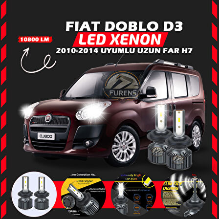 Fiat Doblo D3 2006-2012 Uzun Far Uyumlu Şimşek Etkili Led Xenon Premium Series H7