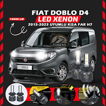 Fiat Doblo D4 2015-2023 Kısa Far Uyumlu Şimşek Etkili Led Xenon Premium Series H7