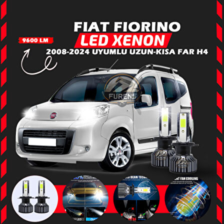 Fiat Fiorino 2008-2024 Uzun - Kısa Far Uyumlu Şimşek Etkili Led Xenon Pro Series H4