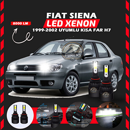 Fiat Siena 1999-2002 Kısa Far Uyumlu Şimşek Etkili Led Xenon Light Series H7