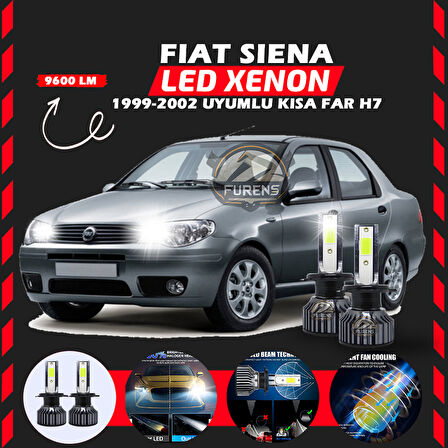 Fiat Siena 1999-2002 Kısa Far Uyumlu Şimşek Etkili Led Xenon Pro Series H7