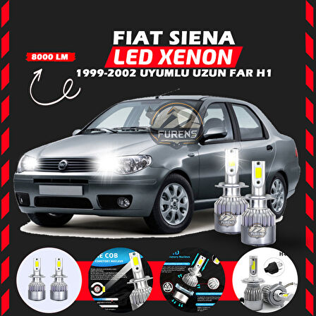 Fiat Siena 1999-2002 Uzun Far Uyumlu Şimşek Etkili Led Xenon Performance Series H1