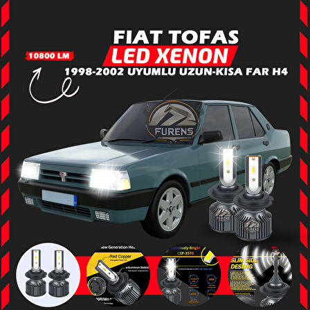 Fiat Tofaş Uzun - Kısa Far Uyumlu Şimşek Etkili Led Xenon Premium Series H4