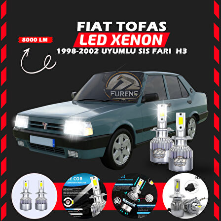 Fiat Tofaş Sis Farı Uyumlu Şimşek Etkili Led Xenon Performance Series H3