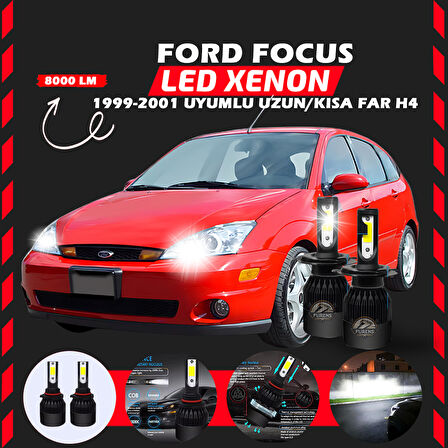 Ford Focus 1 1999-2001 Uzun-Kısa Uyumlu Şimşek Etkili Led Xenon Light Series H4