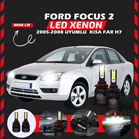 Ford Focus 2 2005-2008 Kısa Far Uyumlu Şimşek Etkili Led Xenon Light Series H7