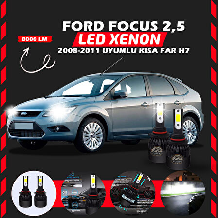 Ford Focus 2.5 2008-2011 Kısa Far Uyumlu Şimşek Etkili Led Xenon Light Series H7