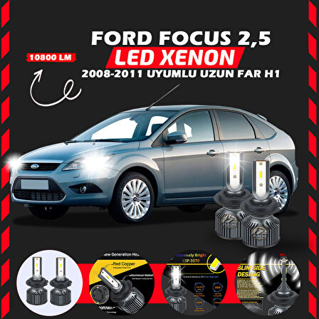 Ford Focus 2.5 2008-2011 Uzun Far Uyumlu Şimşek Etkili Led Xenon Premium Series H1