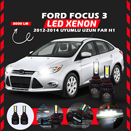 Ford Focus 3 2012-2014 Uzun Far Uyumlu Şimşek Etkili Led Xenon Light Series H1
