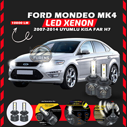 Ford Mondeo MK4 2007-2014 Kısa Far Uyumlu Şimşek Etkili Led Xenon Premium Series H7