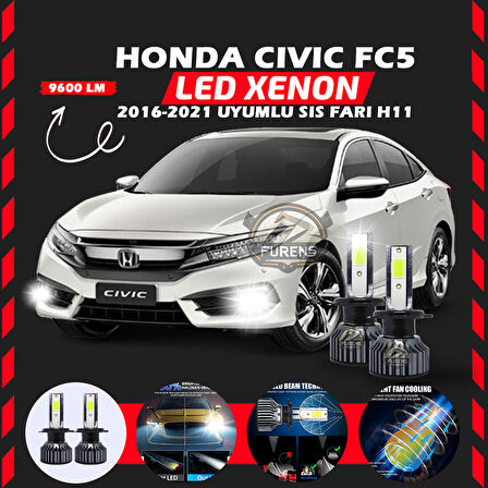 Honda Civic FC5 2016-2021 Sis Farı Uyumlu Şimşek Etkili Led Xenon Pro Series H11