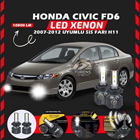 Honda Civic FD6 2007-2012 Sis Farı Uyumlu Şimşek Etkili Led Xenon Premium Series H11