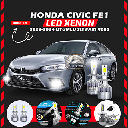 Honda Civic FE1 2022-2024 Sis Farı Uyumlu Şimşek Etkili Led Xenon Performance Series H9005