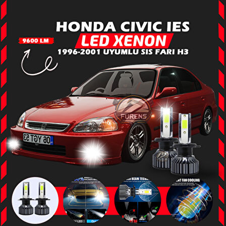 Honda Civic İES 1996-2001 Sis Farı Uyumlu Şimşek Etkili Led Xenon Pro Series H3