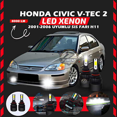 Honda Civic V-TEC 2 2001-2006 Sis Farı Uyumlu Şimşek Etkili Led Xenon Light Series H11