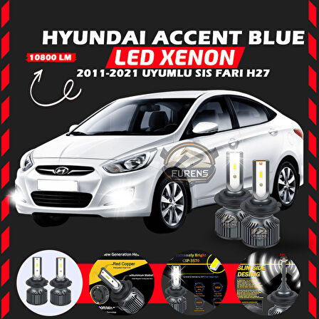 Hyundai Accent Blue 2011-2021 Sis Farı Uyumlu Şimşek Etkili Led Xenon Premium Series H27