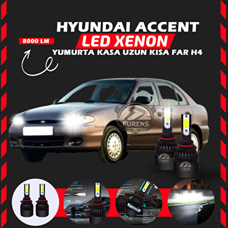 Hyundai Accent Yumurta Kasa Uyumlu Şimşek Etkili Led Xenon Light Series H4