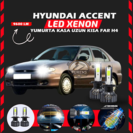 Hyundai Accent Yumurta Kasa Uyumlu Şimşek Etkili Led Xenon Pro Series H4