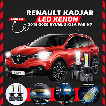 Renault Kadjar 2015-2020 Kısa Far Uyumlu Şimşek Etkili Led Xenon Pro Series H7