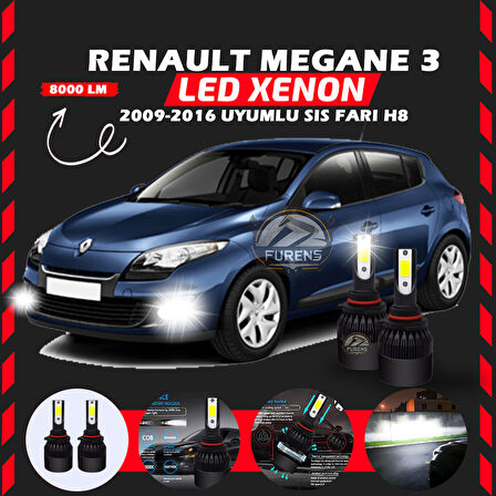 Renault Megane 3 2009-2016 Sis Farı Uyumlu Şimşek Etkili Led Xenon Light Series H8