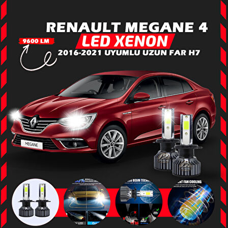 Renault Megane 4 2016-2021 Uzun Far Uyumlu Şimşek Etkili Led Xenon Pro Series H7