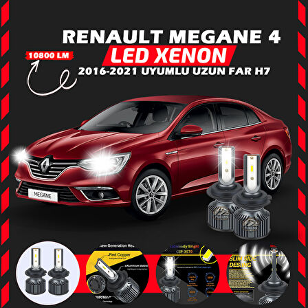Renault Megane 4 2016-2021 Uzun Far Uyumlu Şimşek Etkili Led Xenon Premium Series H7