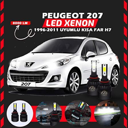 Peugeot 207 1996-2011 Kısa Far Uyumlu Şimşek Etkili Led Xenon Light Series H7