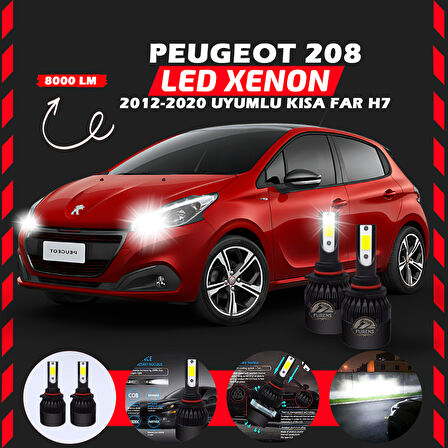 Peugeot 208 2012-2020 Kısa Far Uyumlu Şimşek Etkili Led Xenon Light Series H7