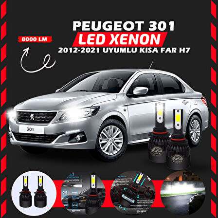 Peugeot 301 2012-2021 Kısa Far Uyumlu Şimşek Etkili Led Xenon Light Series H7