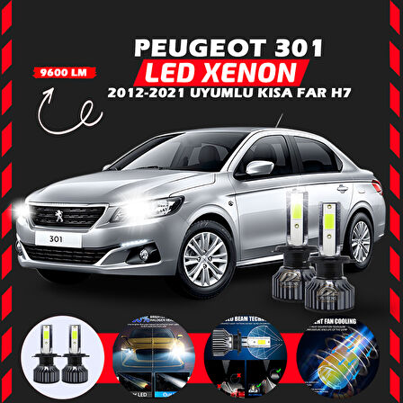 Peugeot 301 2012-2021 Kısa Far Uyumlu Şimşek Etkili Led Xenon Pro Series H7